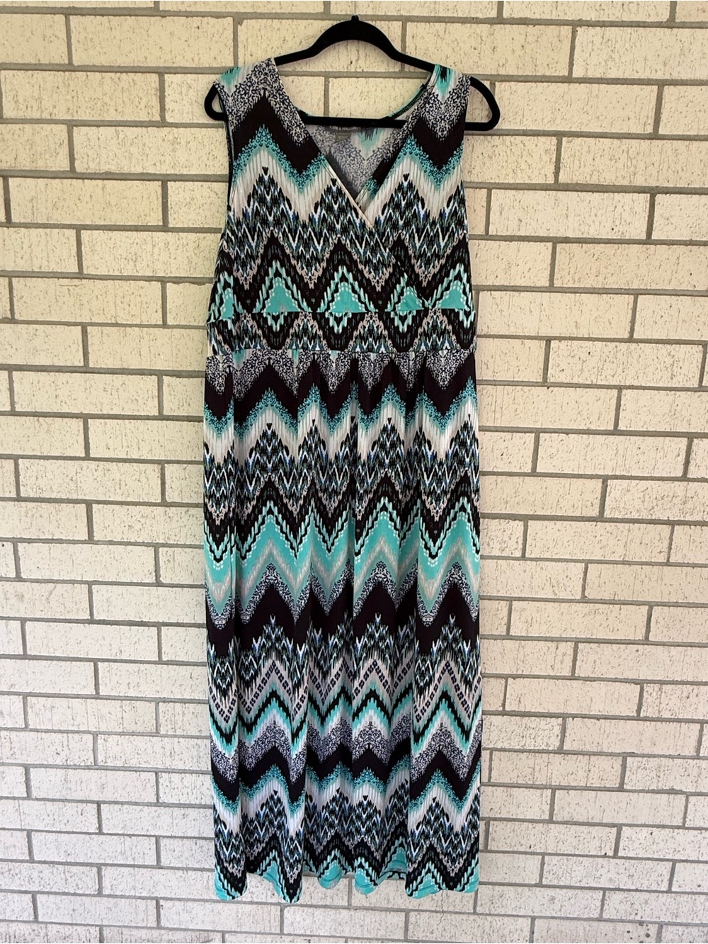 Kate & Mallory Chevron Maxi Dress in Aqua, Black, White